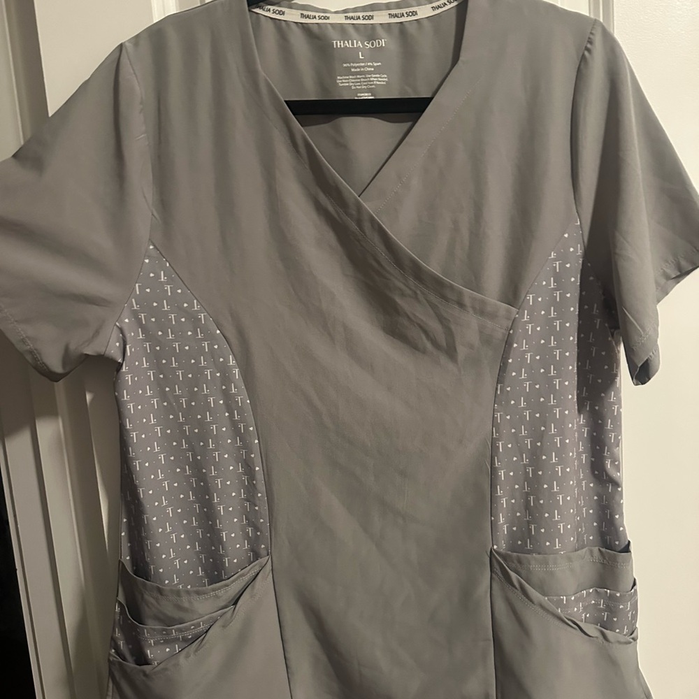 Thalia Sodi Gray Women's Blouse with Patterned Sides